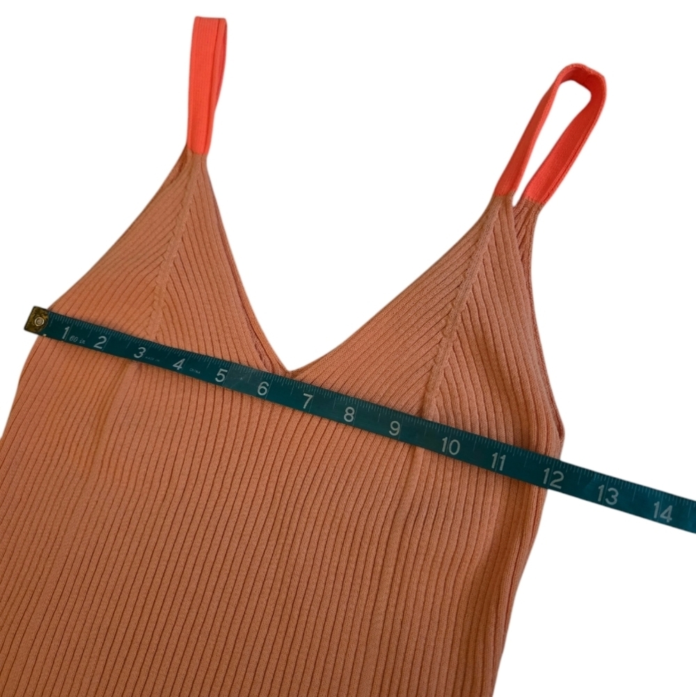 J. Crew Ribbed V Neck Knit Tank Top Peach S - Picture 4 of 8